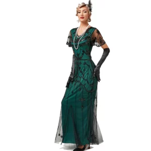 платье длинное зеленое в стиле гетсби напрокат