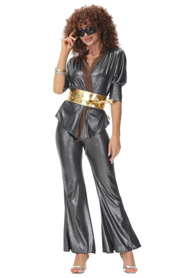 женский серебристый костюм диско напрокат